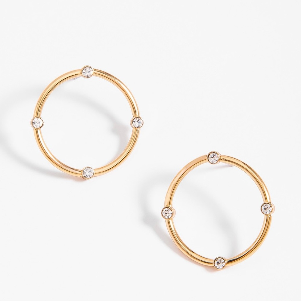 Chic Gold Hoop Earrings with Crystal Details